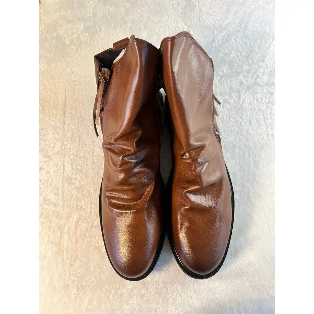 NWOT Unbranded Men’s Brown Side Zip Ankle Boots EU 48 US 14 15